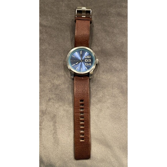 Diesel Men's Blue Dial Brown Leather Band Stainless Steel Watch DZ1512 - Picture 1 of 14